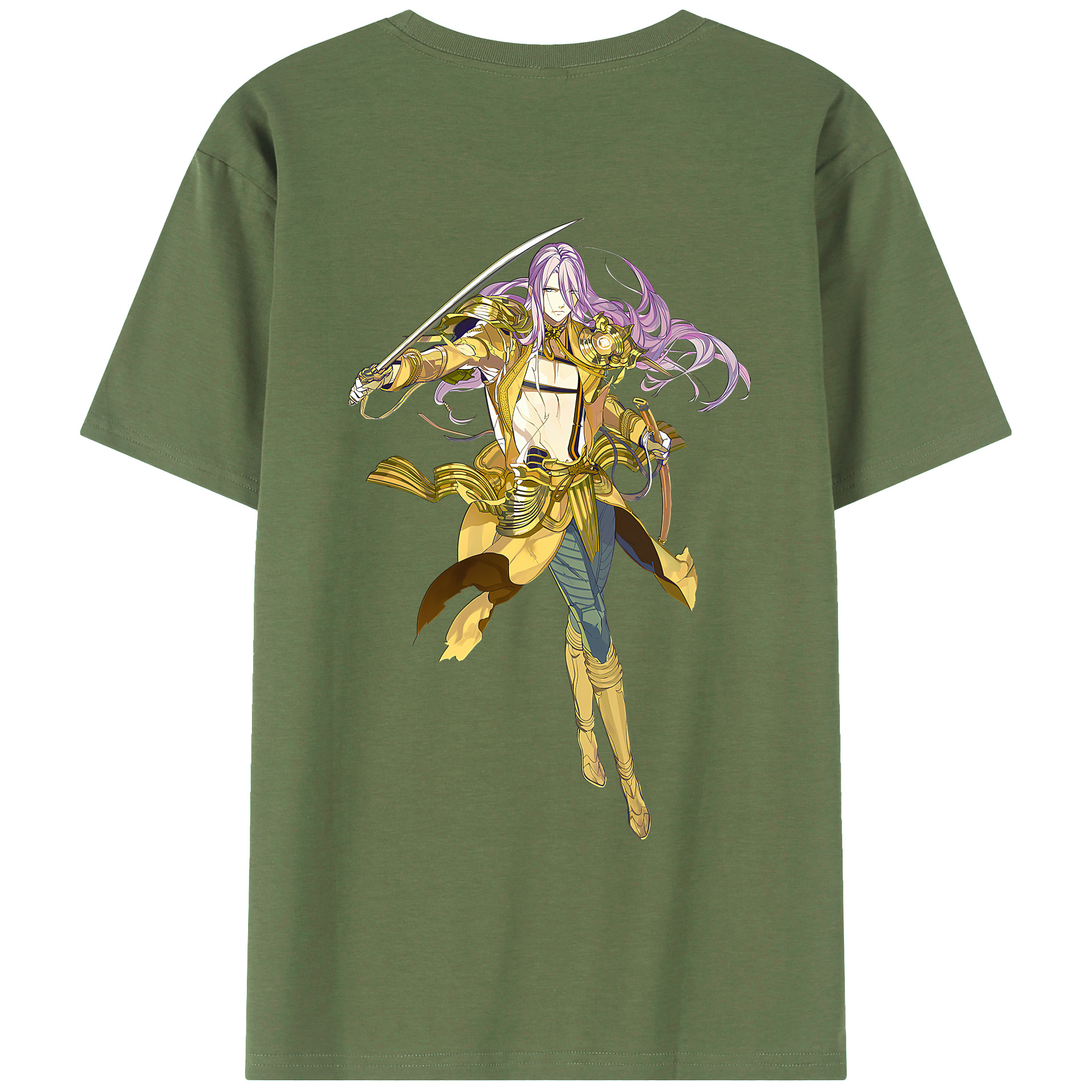 （画像用） 刀剣乱舞 Touken Ranbu 綿100％ メンズ半袖Tシャツ（バックプリント） 通気性